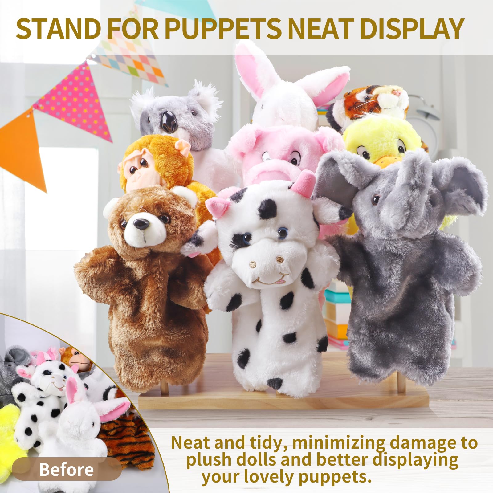 Amazon.co.jp: Ouvibor 木製パペットスタンド 13.8 x 7.8インチ 教育用